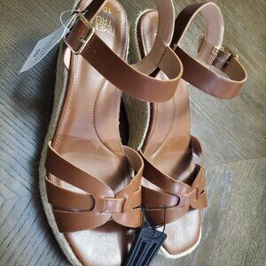Women's Time And Tru brown wedge sandals size 10